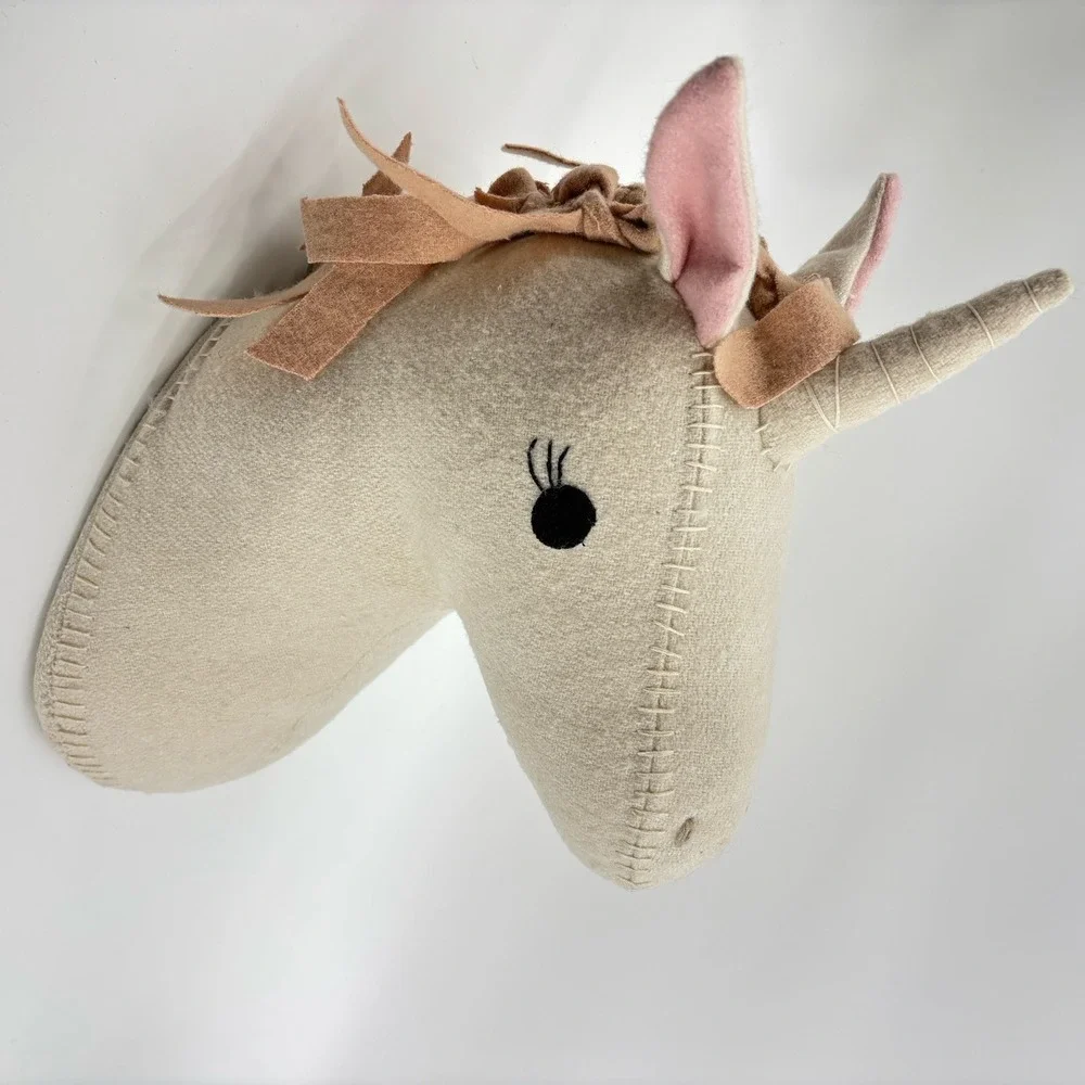 Unicorn Plush Head Wall Mount Faux‎ Taxidermy Plush Nursery Pillowfort Decor